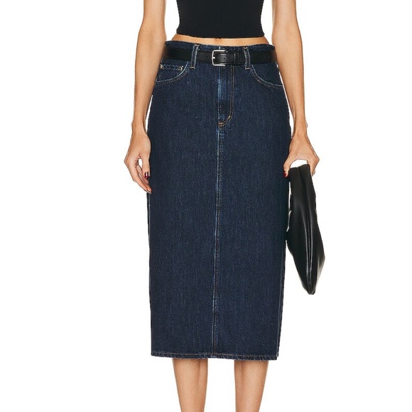 Goldsign denim low slung midi skirt - Picture 1 of 5